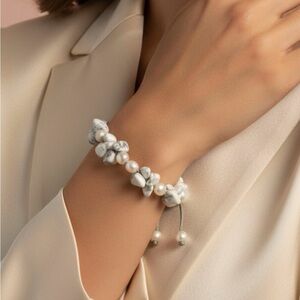 White Stone and Pearl Bracelet